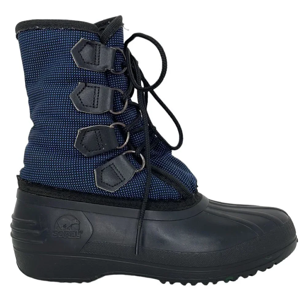 Sorel Snow Boot Lace Up Shoe Blue Black Size 6